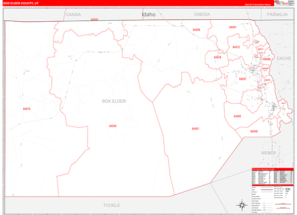 Box Elder County, UT Zip Code Wall Map